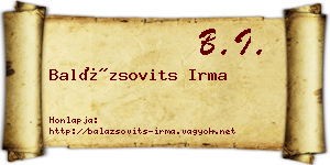 Balázsovits Irma névjegykártya